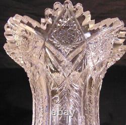 ABP American Brilliant Cut Glass Crystal Vase Dorflinger Tuthill Hawkes 9 1/2