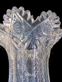 ABP American Brilliant Cut Glass Crystal Vase Dorflinger Tuthill Hawkes 9 1/2