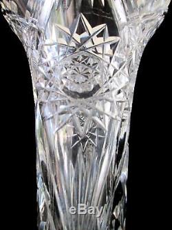 ABP American Brilliant Heavy Cuts Sawtooth Glass Crystal Trumpet Vase