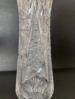 ABP American Brilliant Period Crystal Cut Glass Vase Tall 12