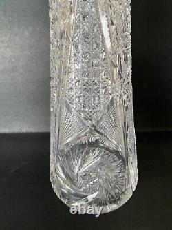 ABP American Brilliant Period Crystal Cut Glass Vase Tall 12