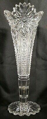 ABP Antique Dorflinger Gloria Pattern 12 In Cut Crystal Vase C1890s