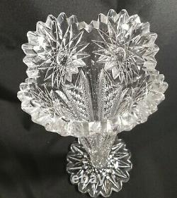ABP Antique Dorflinger Gloria Pattern 12 In Cut Crystal Vase C1890s