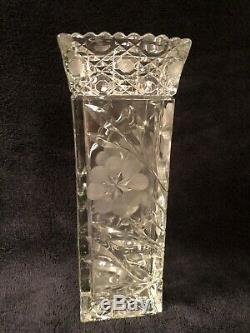 ABP Antique Very Tall And Heavy American Brilliant Cut Glass Crystal Vase Flower