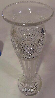 ABP Brilliant Cut Glass Crystal Vase Diamond Vertical Stripes 14 Long Stem Rose