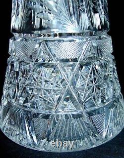 ABP Brilliant Period Cut Glass Crystal Vase Hobstars Daisies 10