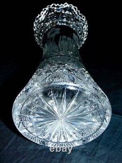 ABP Brilliant Period Cut Glass Crystal Vase Hobstars Daisies 10