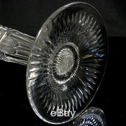 ABP Cut Glass Trumpet Vase Diamond Pattern Crystal 4.25lbs Unsigned 14 Tall
