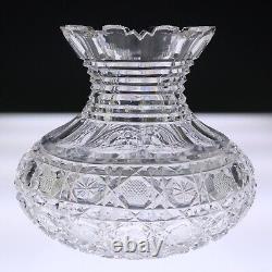 ABP Harvard Pattern Cut Glass Vase American Brilliant Period Antique