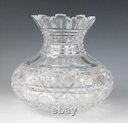 ABP Harvard Pattern Cut Glass Vase American Brilliant Period Antique