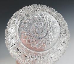 ABP Harvard Pattern Cut Glass Vase American Brilliant Period Antique