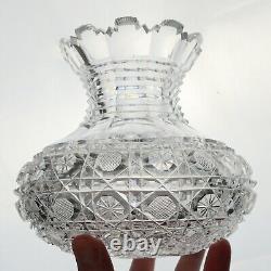 ABP Harvard Pattern Cut Glass Vase American Brilliant Period Antique