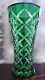 Ajka Crystal Diamond Cut Emerald Green Vase, 24% Lead Crystal, 24cm, 1610 Gramm