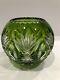Amazing St Louis Crystal Bud Vase Or Votive Lime Green Cut To Clear