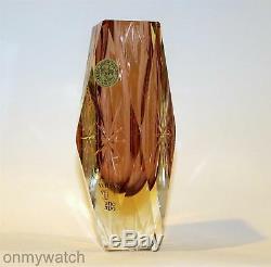 AMAZING! Vtg MURANO Vase Italy ArT GLaSs Bucella Cristalli FACETED Hand-Cut