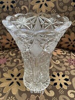 AMERICAN BRILLIANT Period Cut Crystal Vase 10 Inches Flared Very Nice Piece