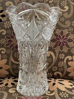 AMERICAN BRILLIANT Period Cut Crystal Vase 10 Inches Flared Very Nice Piece