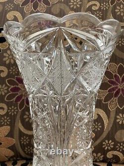 AMERICAN BRILLIANT Period Cut Crystal Vase 10 Inches Flared Very Nice Piece