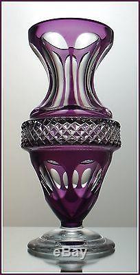 AMETHYST PURPLE Pedestal Vase CUT TO CLEAR 24% Lead CRYSTAL Bavaria Germany WMF