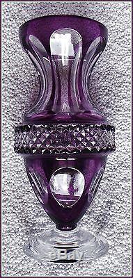 AMETHYST PURPLE Pedestal Vase CUT TO CLEAR 24% Lead CRYSTAL Bavaria Germany WMF