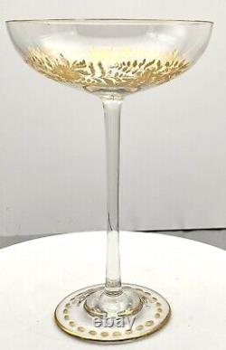 ANTIQUE MOSER BOHEMIAN CUT CRYSTAL AND GILT COMPOTE / CANDY VASE (c. 1890) v/g