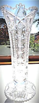 ANTIQUE RARE CANADIAN BPCG c1905 12 CRYSTAL MONTROSE VASE SIGN GUNDY CLAPPERTON