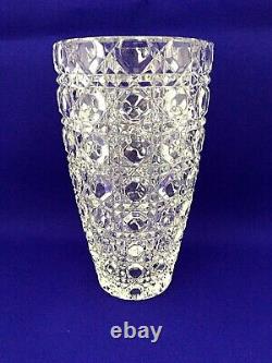 ANTIQUE VASE American Brilliant ABP Deep Cut Crystal Vase Octagonal Hobnail Cane