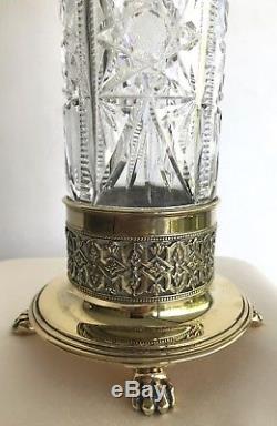 ART NOUVEAU MAIDEN Handled French Baccarat Lagny Gilt Bronze & Cut Crystal Vase