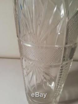 A Large Art Deco Silver Rimmed Cut Glass / Crystal Vase Sheffield 1923
