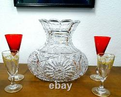 Abp American Brillian Period Cut Crystal Sunburst Step Neck 6 1/8 Vase 1890-191