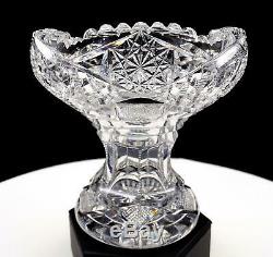 Abp American Brilliant Cut Crystal Buzzsaw Stepped Collar 4 7/8 Cupped Vase