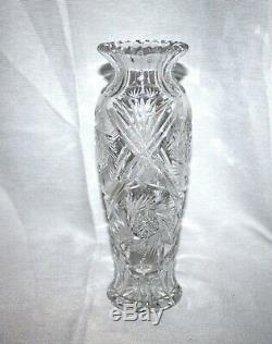 Abp American Brilliant Cut Crystal Glass Vase 12