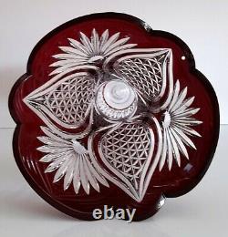 Ajka / Bohemian Cased Cut To Clear Crystal Large Vase, Ruby Red, Not Marked