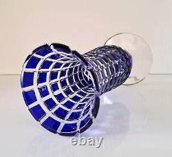Ajka / Bohemian Cased Cut To Clear Lead Crystal Vase, Cobalt Blue, H 8