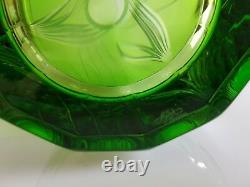 Ajka Cased Cut To Clear Lead Crystal Green Large Vase, New, Signed