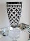Ajka Hungary Athenee Black Onyx Cased Cut To Clear Crystal Tall Vase