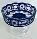 Ajka Hungary Blue Cobalt Cased Cut To Clear Crystal Vase Comport Compot Service