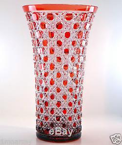 Ajka Vase Russian Court Pattern 11.75h, Cased Cut To Clear Crystal