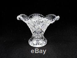 American Brilliant Cut Crystal Hobstar, Fan And Diamond Point 7 3/4 Vase