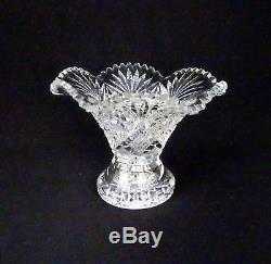 American Brilliant Cut Crystal Hobstar, Fan And Diamond Point 7 3/4 Vase
