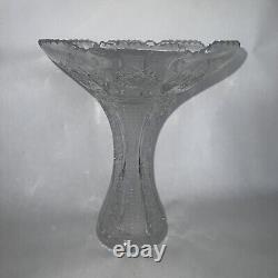 American Brilliant Cut Crystal Tazza Comport Vase withSawtooth Edge Brunswick Star