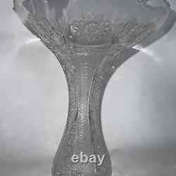 American Brilliant Cut Crystal Tazza Comport Vase withSawtooth Edge Brunswick Star