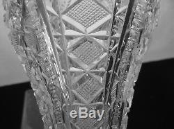 American Brilliant Cut Glass 12 Tall Chalice Vase Antique Crystal 100 Yrs Old