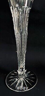 American Brilliant Cut Glass Crystal Trumpet Chalice Rimmed Stem Vase 14