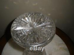 American Brilliant Cut Glass Deep Allover Cut Glass Crystal Vase Sawtooth 14