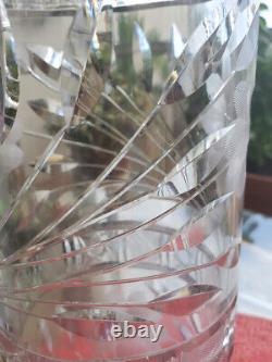 American Brilliant Gladiola CRYSTAL CYLINDER Cut Glass Etched VASE 12 TALL
