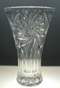 American Brilliant Hand Cut Crystal Glass Vase w. Pinwheel & Star and Press Glass