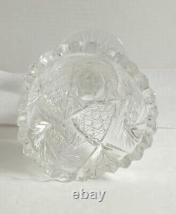 American Brilliant Period ABP Cut Glass Crystal Vase 10 inch Sawtooth Fan Star