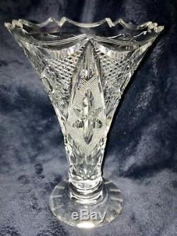 American Brilliant Period ABP Russian Cut Crystal Glass Vase Russia 8