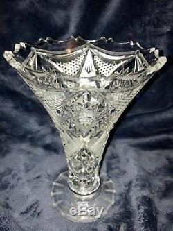 American Brilliant Period ABP Russian Cut Crystal Glass Vase Russia 8